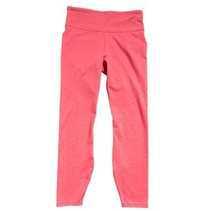 JoyLab Leggings Coral Pink Laser Cut Perforated High Waist Womens Medium